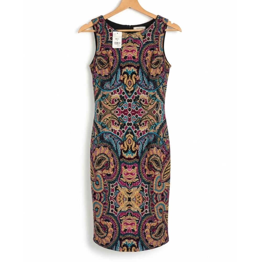 NWT Joseph Ribkoff Womens S Bohemian Glam Cocktail Paisley Sequin Bodycon Dress‎